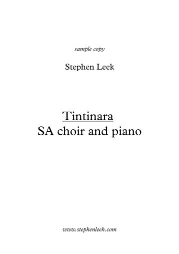 Tintinara SA choir and piano - Stephen Leek