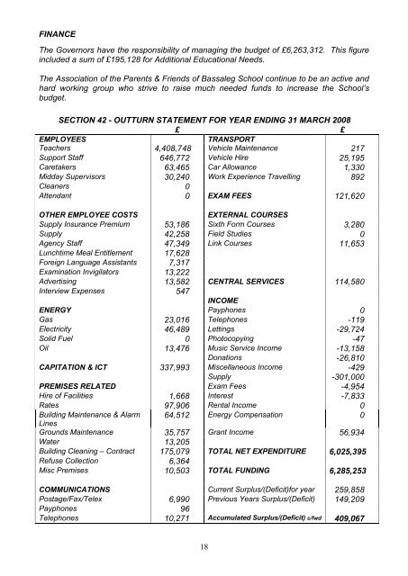 Governors' Report 2008