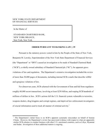 Consent Order to Standard Chartered Bank (PDF) - Department of ...