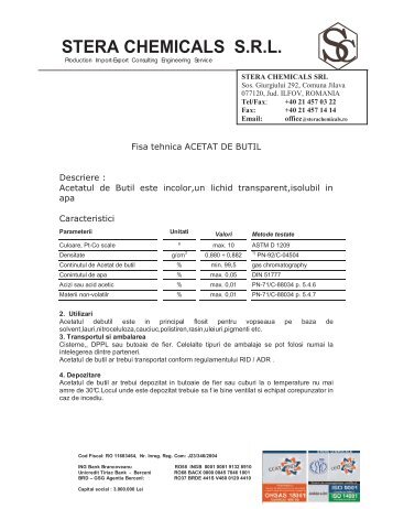 Fisa tehnica ACETAT DE BUTIL.pdf - Stera Chemicals