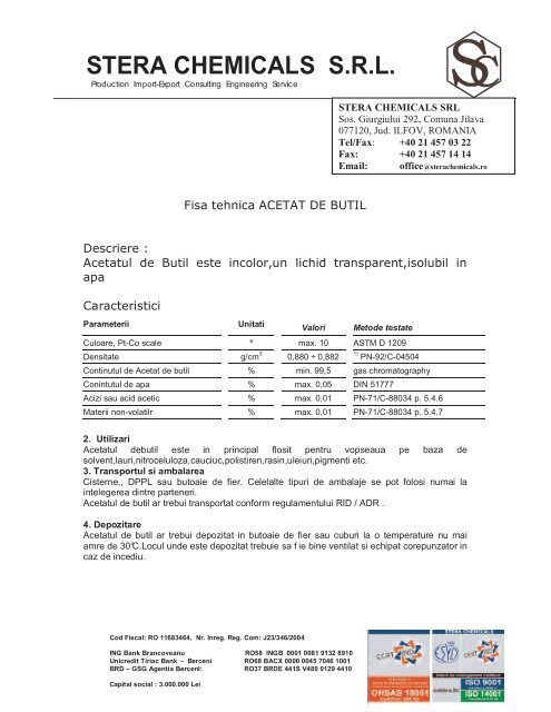 Fisa tehnica ACETAT DE BUTIL.pdf - Stera Chemicals