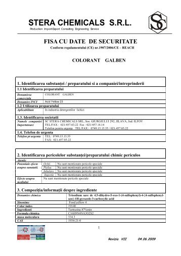 fisa cu date de securitate colorant galben.pdf - Stera Chemicals