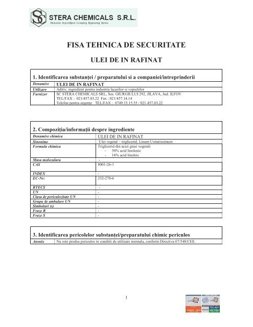 MSDS ULEI IN RAFINAT.pdf - Stera Chemicals