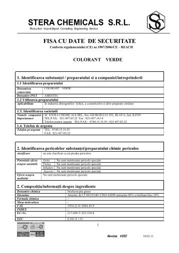 fisa cu date de securitate colorant verde.pdf - Stera Chemicals