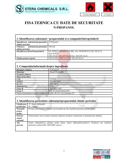 MSDS N-PROPANOL.pdf - Stera Chemicals