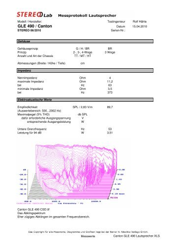 Canton GLE 490 Lautsprecher.XLS - Stereo