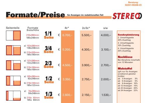 Formate/Preise - Stereo