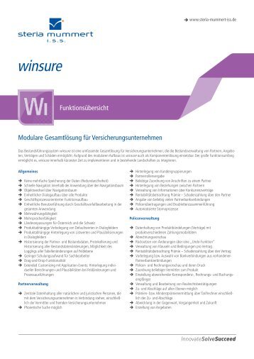 winsure-Funktionsübersicht - Steria