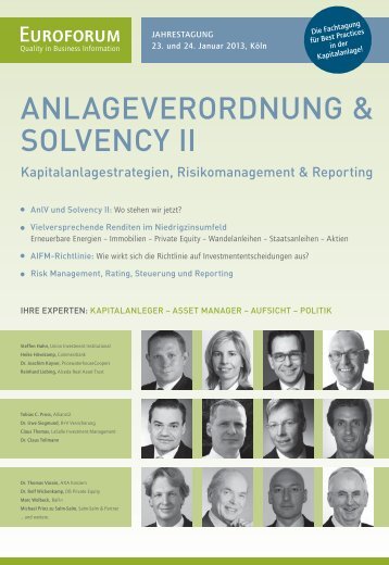 ANLAGEVERORDNUNG & SOLVENCY II - Steria