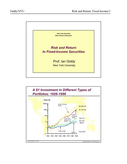 Risk And Return In Fixed Income Securities Nyu Stern School Of