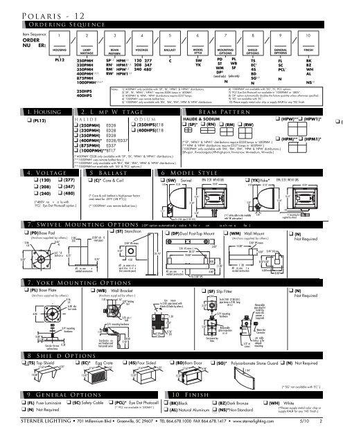 Polaris-12 Spec Sheet - Sterner Lighting