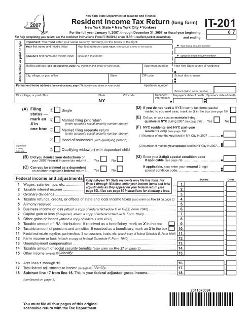 new york state income tax form