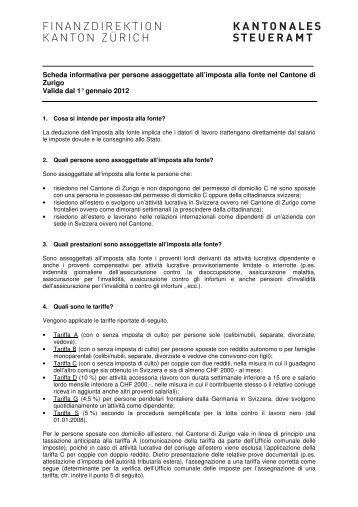 Scheda informativa per persone assoggettate all ... - Stadt ZÃ¼rich
