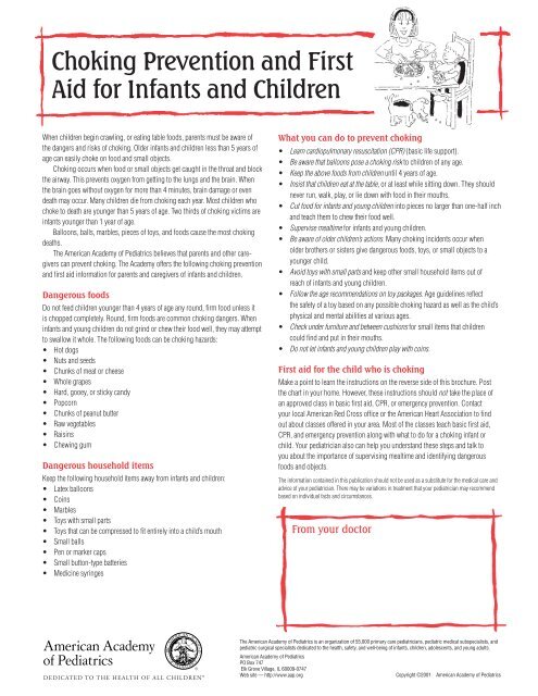 Infant Choking Chart