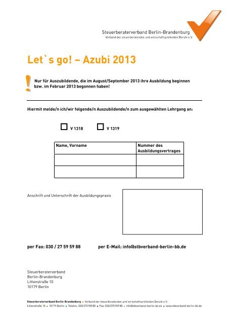 Let`s go! â Azubi 2013 - Steuerberaterverband Berlin-Brandenburg