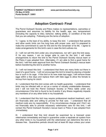 Adoption Contract- Final - Parrot Outreach Society