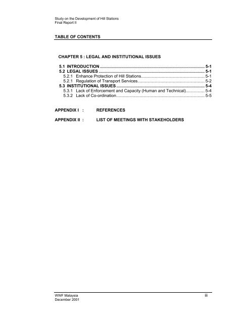 WWFM_Hill Stations Study Vol2_2001.pdf - Sdn Bhd - WWF Malaysia