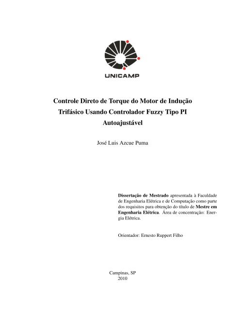 Controle Direto de Torque do Motor de Indução ... - D.s.c.e. - Unicamp