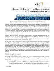 SYN BIO BIOECONOMY OF LANDLESSNESS AND ... - ETC Group