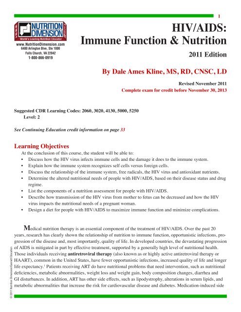 HIV/AIDS: Immune Function & Nutrition - Nutrition411.com