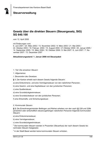 (Steuergesetz, StG) SG 640.100 - Steuerverwaltung Basel-Stadt