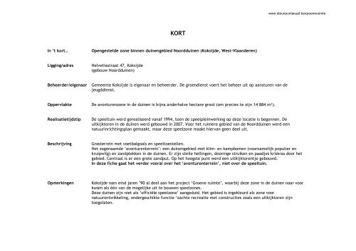 Praktijkvoorbeeld speelduin Koksijde - Steunpunt Jeugd