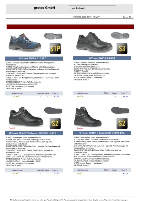 grotec GmbH Schuhe Lagerprogramm