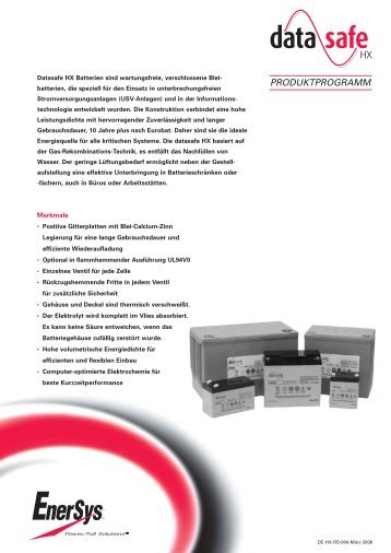 Datasafe HX - BBS Industriebatterien