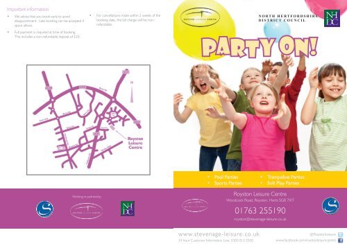 Download the Royston party information leaflet - Stevenage Leisure