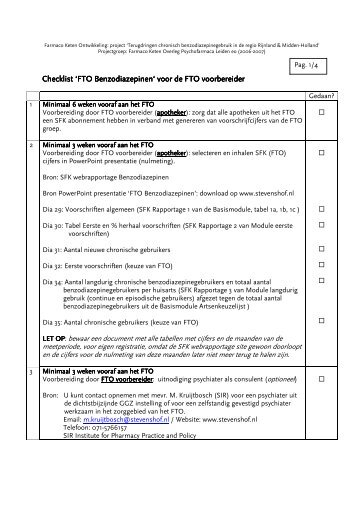 Checklist 'FTO Benzodiazepinen' - SIR Institute for Pharmacy ...