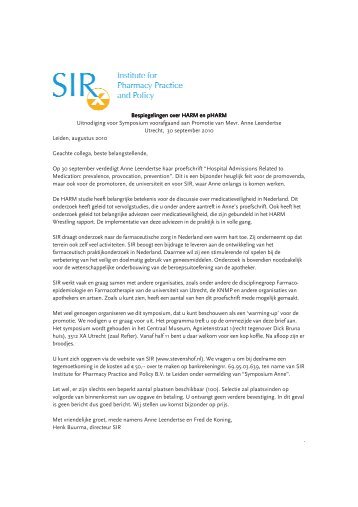 uitnodiging en programma - SIR Institute for Pharmacy Practice and ...