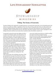 Tithing: The Enemy of Generosity - Stewardship Ministries