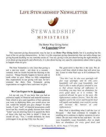 An Expectant Giver - Stewardship Ministries