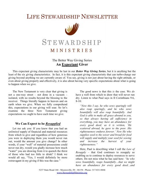 An Expectant Giver - Stewardship Ministries