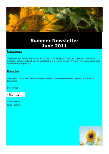 Stewarton Academy Summer Newsletter June 2011 End of Session