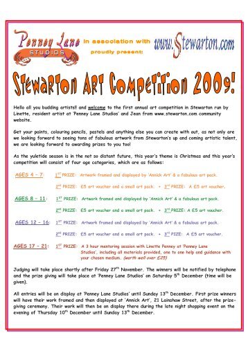 and welcome to the first annual art competition in Stewarton run by ...