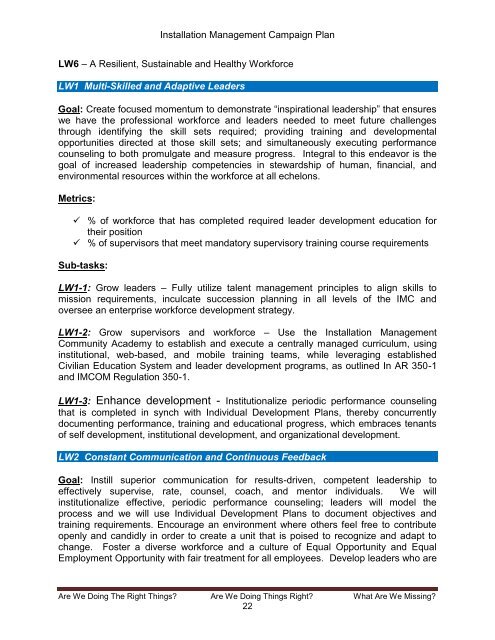 Installation Management Campaign Plan (Version 4) - U.S. Army