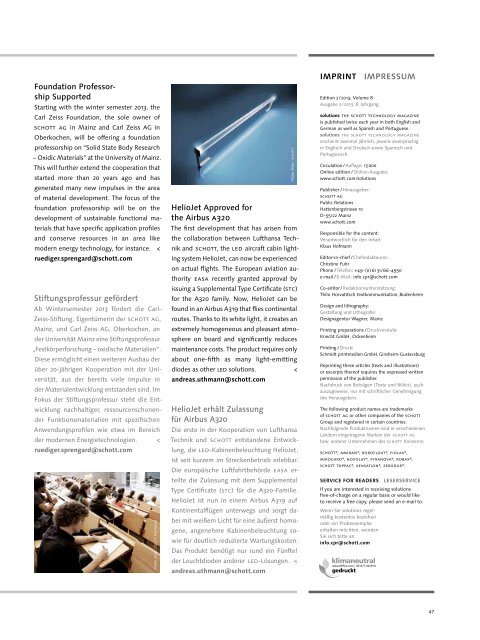 Technology Magazine "SCHOTT solutions" - Edition 2/2013 - Technologie Magazin "SCHOTT solutions"