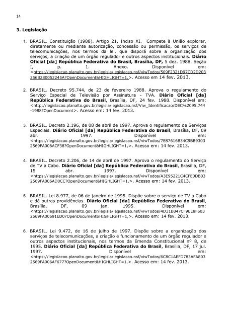 TV por Assinatura – Bibliografia, Legislação e Jurisprudência ...