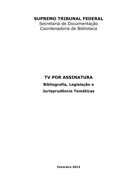 TV por Assinatura – Bibliografia, Legislação e Jurisprudência ...