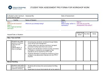 STUDENT RISK ASSESSMENT PRO FORMA FOR ... - STFC