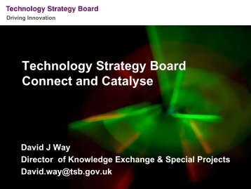 Technology Strategy Board Connect and Catalyse
