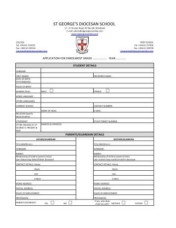 STG Application Form New.pdf - St George's Diocesan School