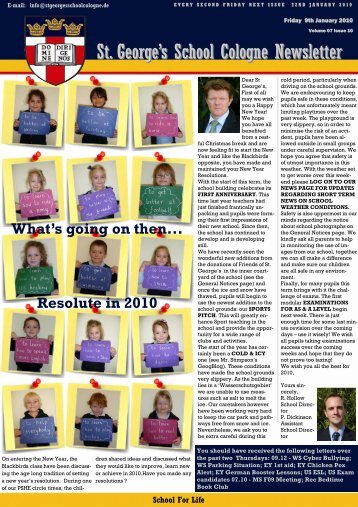 St. George's School Cologne Newsletter