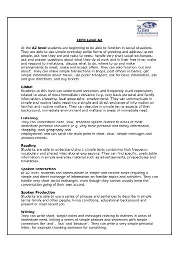 Level A2 - St Giles International