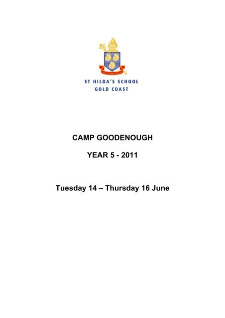 CAMP GOODENOUGH YEAR 5 - 2011 Tuesday ... - St Hildas School