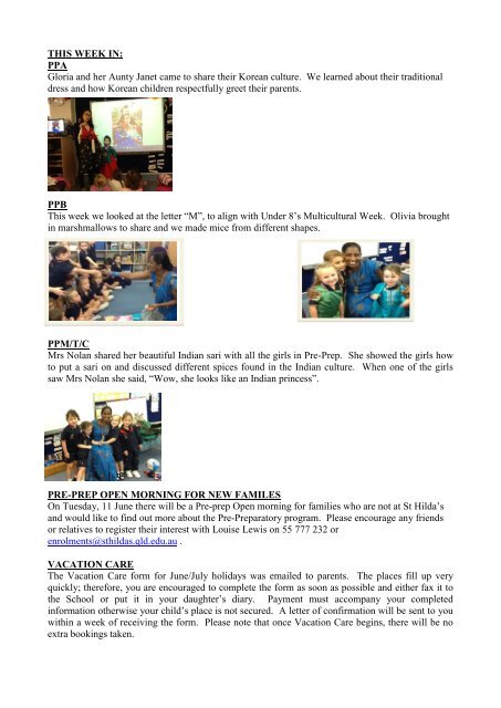 3 June 2013 PRE-PREP NEWSLETTER WEEK ... - St Hildas School