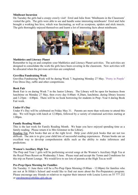 27 May 2013 YEAR 1 NEWSLETTER â WEEK 7B ... - St Hildas School