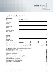 Application Form for Scholarship