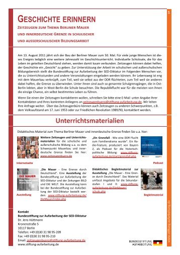 weitere Informationen. [280 KB] - Bundesstiftung zur Aufarbeitung ...